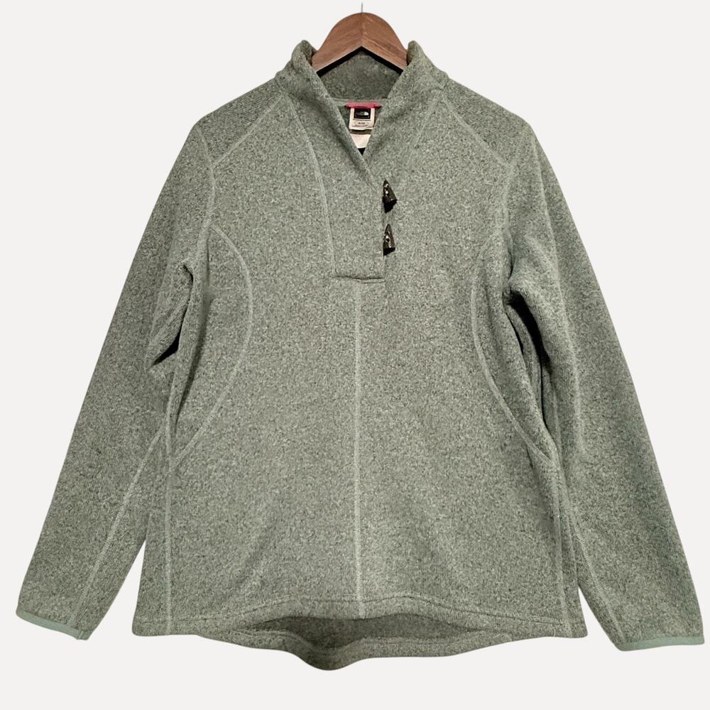 The North Face SIZE XL Green Sweater Womens Fleece MockNeck Toggle Athletic Gorp